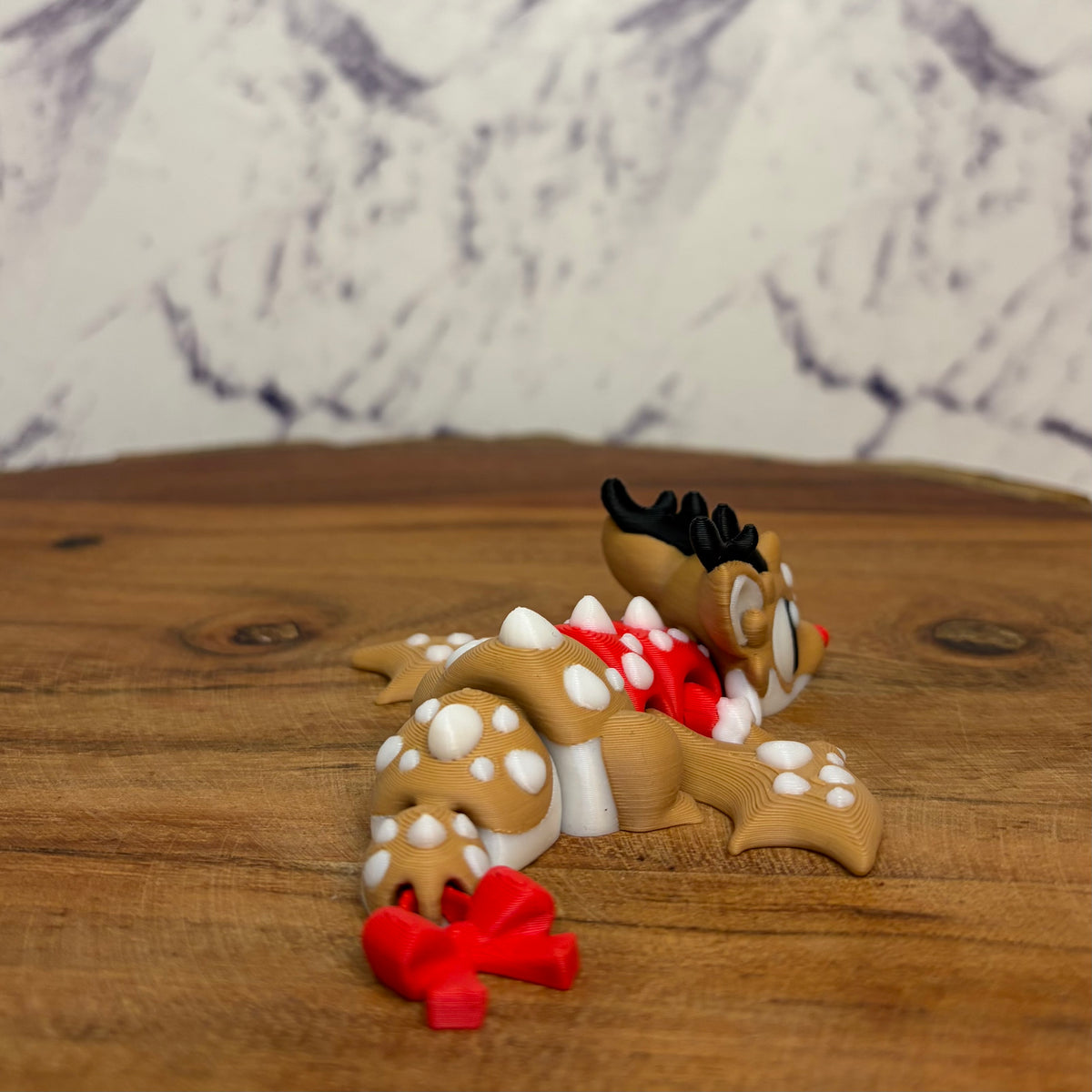 Christmas Reindeer Dragon 3D Printed Figurine