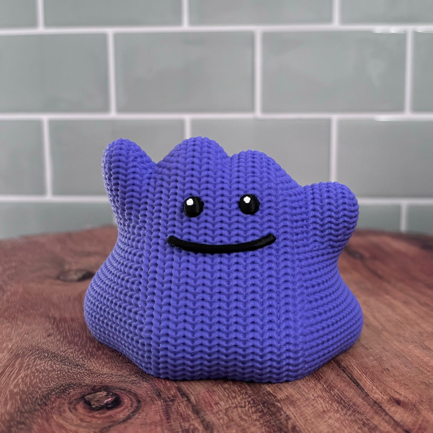 3D Printed Ditto Inspired Figure – Knitted Texture Pokémon Collectible!