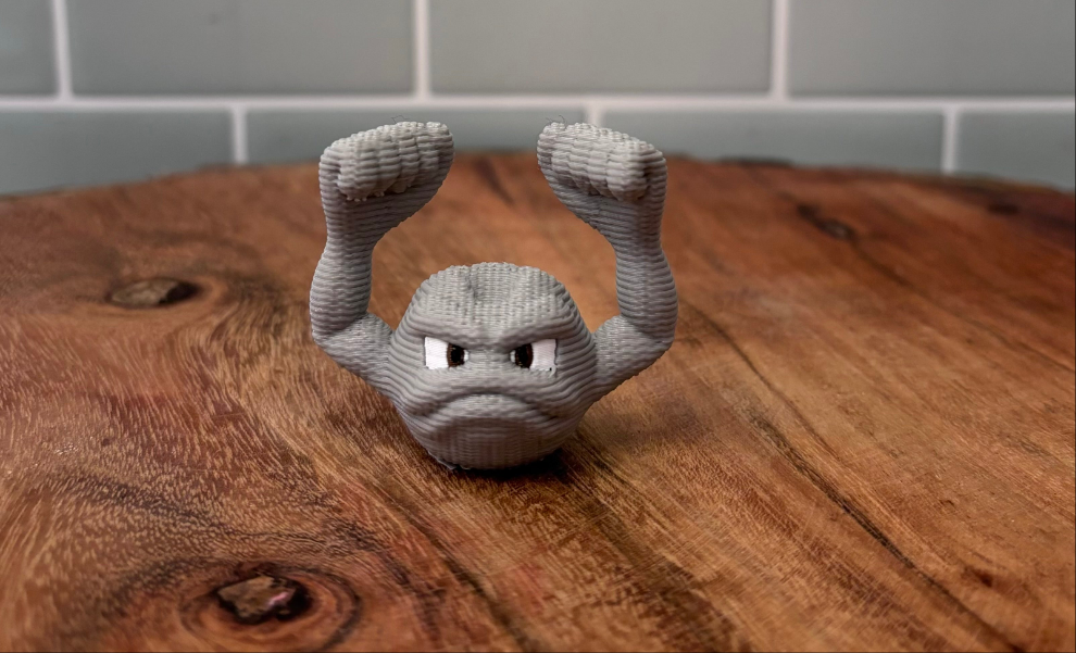 3D Printed Geodude Inspired Figure – Knitted Texture Pokémon Collectible!