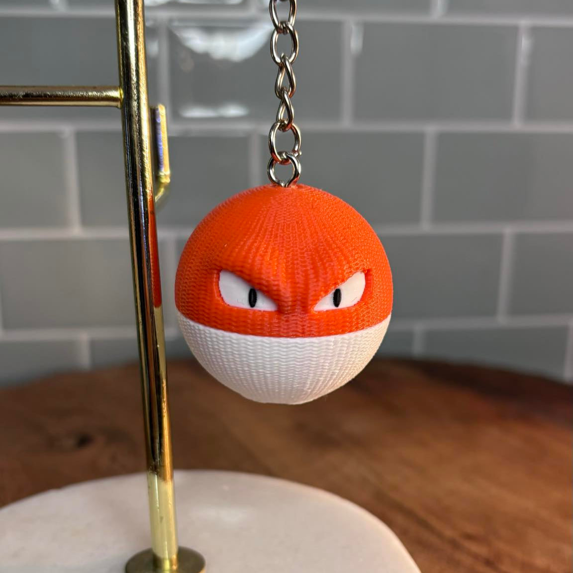 3D Printed Voltorb-Inspired Keychain – Solid Pokémon Accessory!