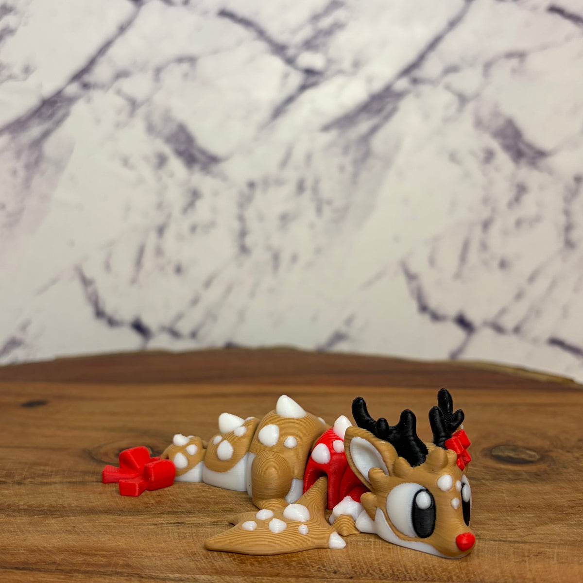 Christmas Reindeer Dragon 3D Printed Figurine