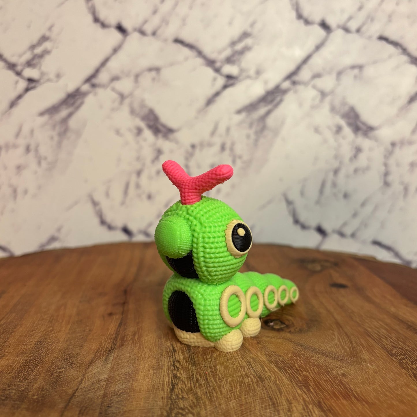 3D Printed Caterpie-Inspired Figure – Knitted Texture Pokémon Collectible!