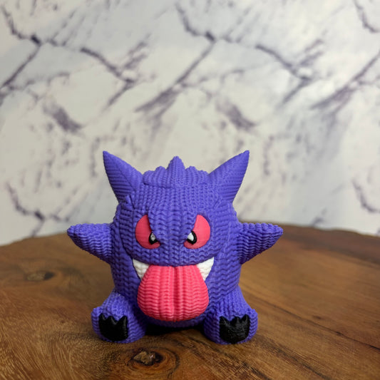 3D Printed Gengar  Inspired Figure – Knitted Texture Pokémon Collectible!