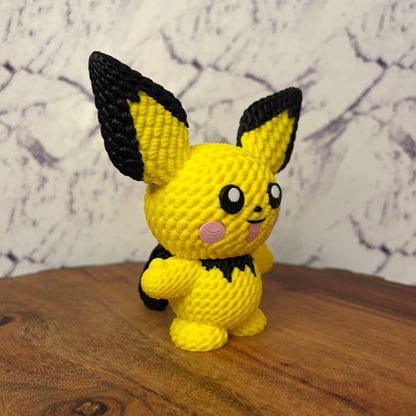 Pichu Pokémon 3D Printed Figure — Baby Electric Type Knitted-Texture Collectible