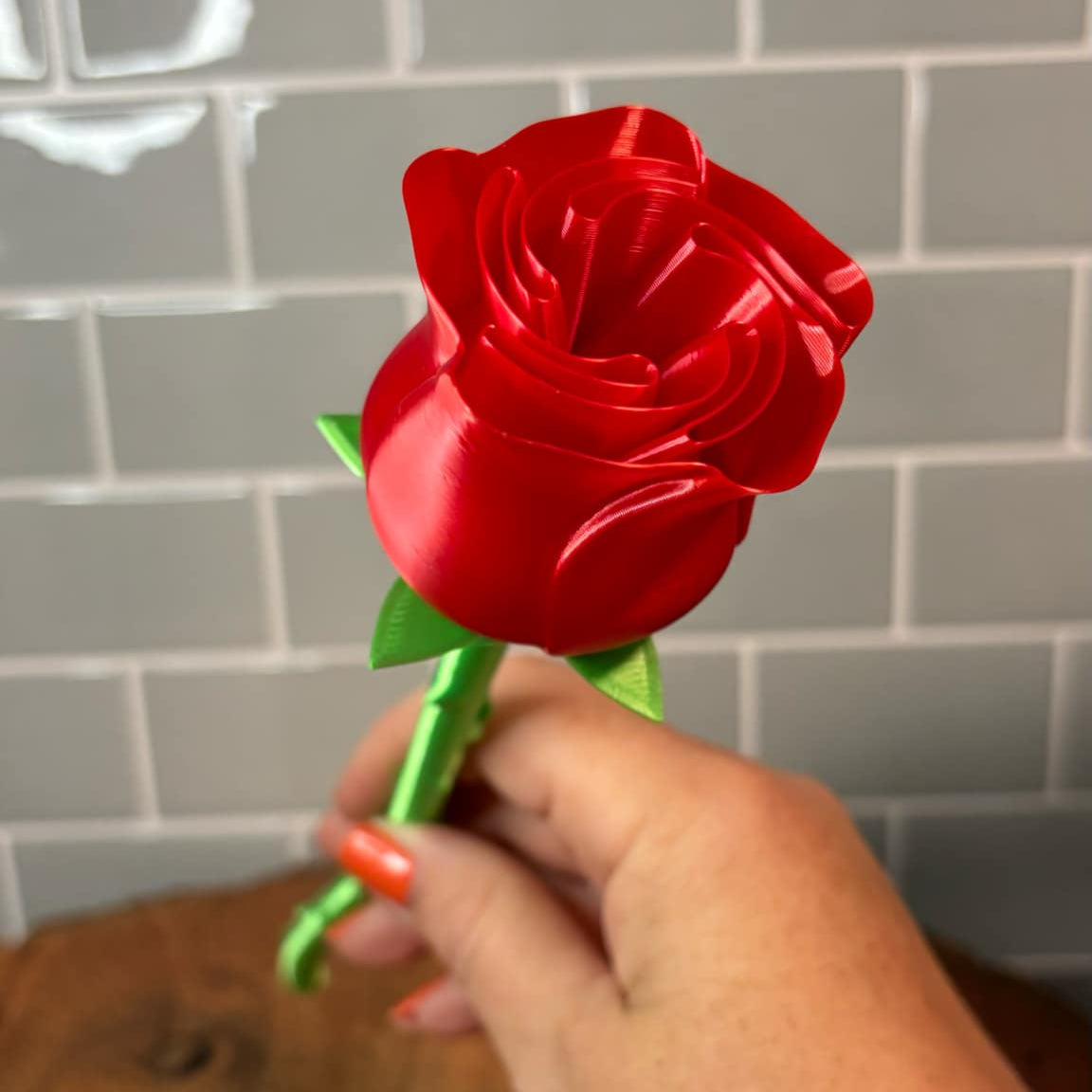 3D-Printed Long Stem Rose - Elegant Gift for Any Occasion