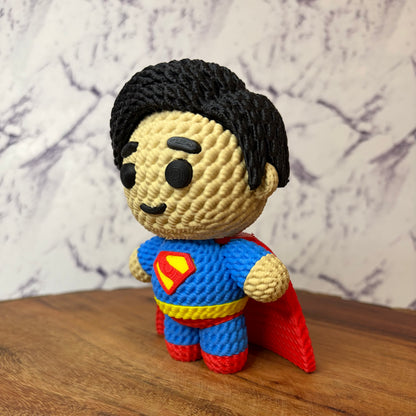 Superman 3D Printed Chibi Figure — DC Comics Man of Steel Knitted-Texture Collectible