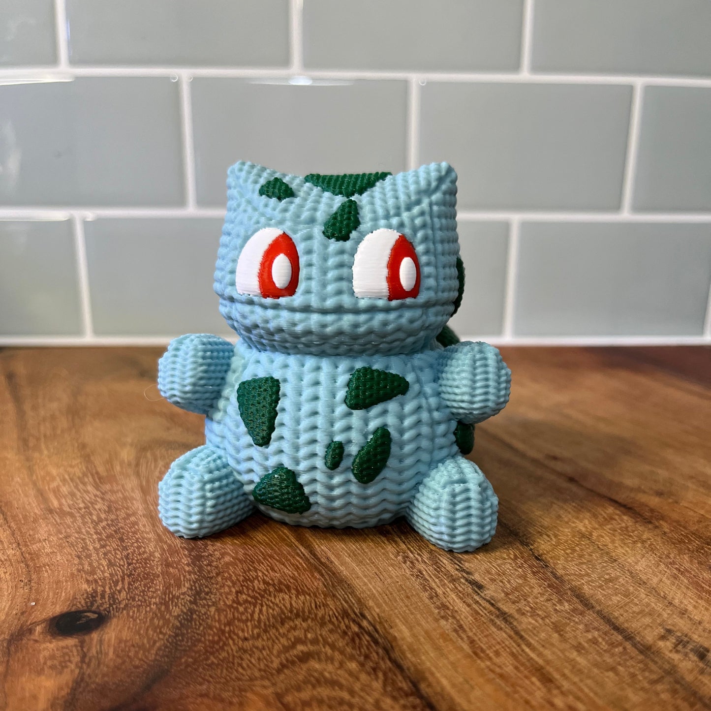 3D Printed Bulbasuar Inspired Figure – Knitted Texture Pokémon Collectible!