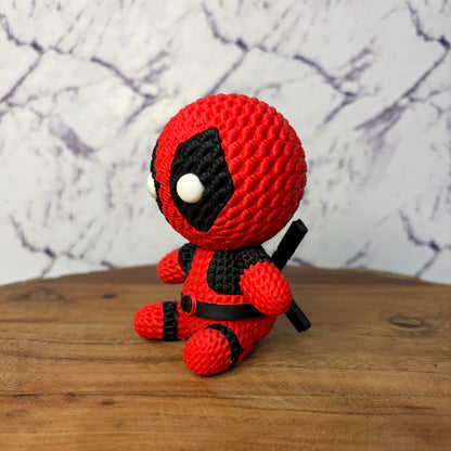 Deadpool 3D Printed Chibi Figure — Marvel Merc with a Mouth Knitted-Texture Collectible
