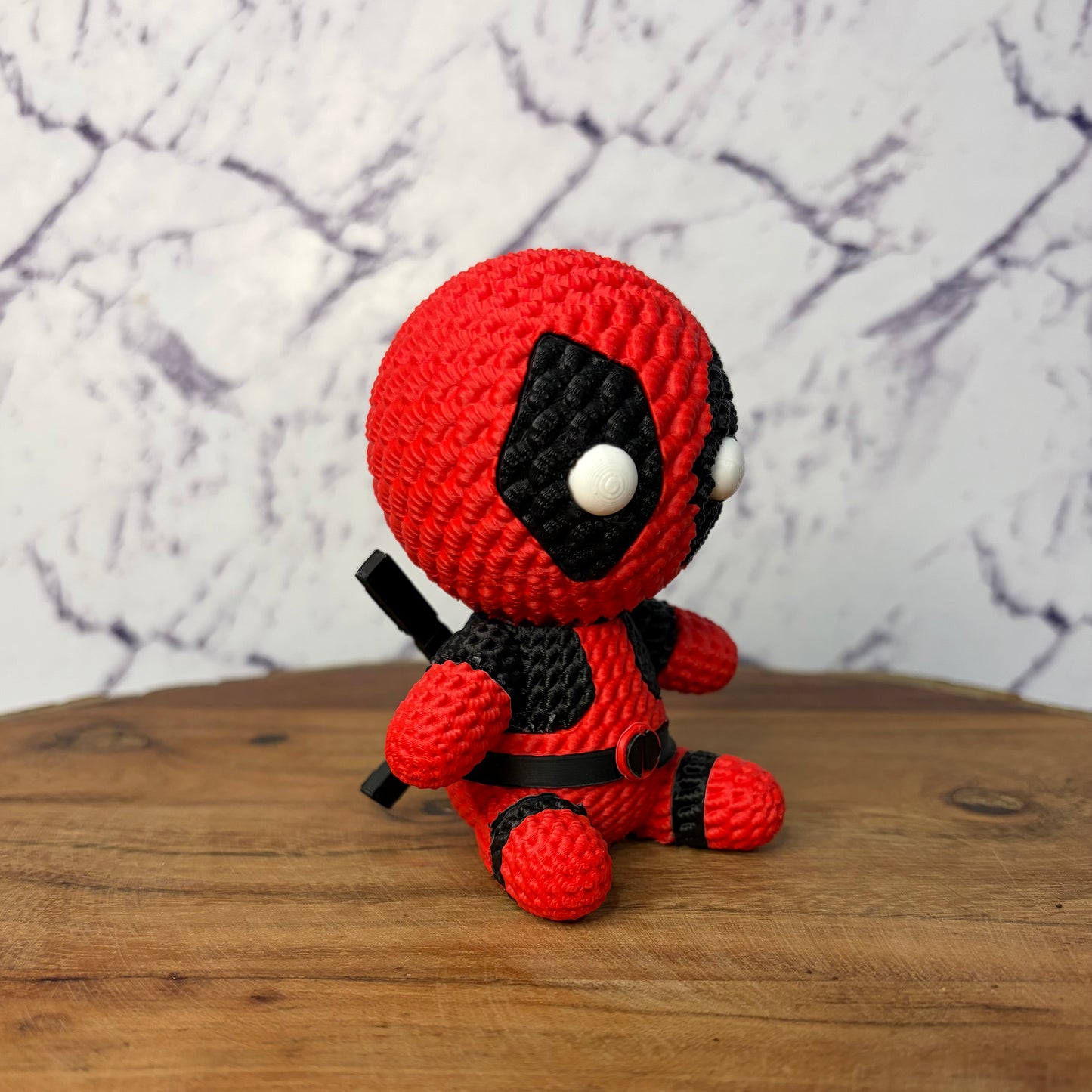 Deadpool 3D Printed Chibi Figure — Marvel Merc with a Mouth Knitted-Texture Collectible