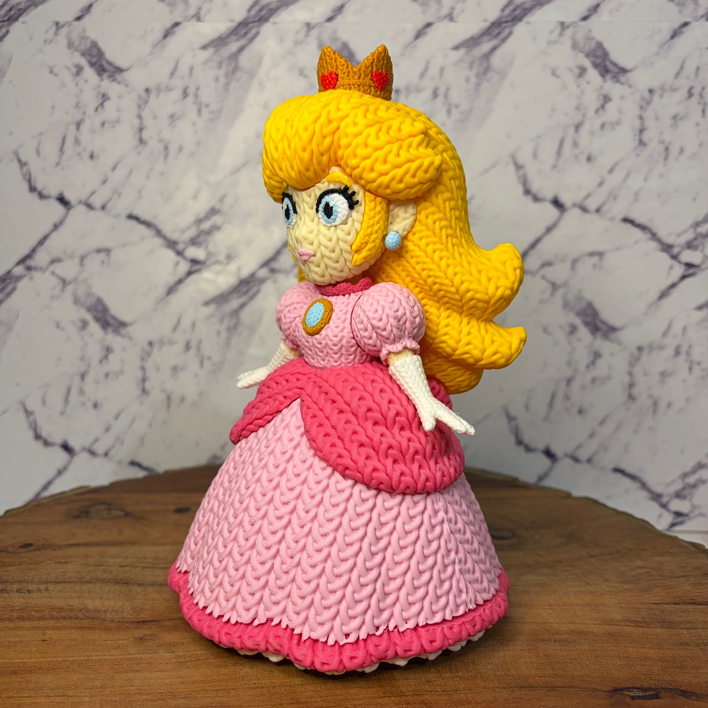 Princess Peach Crochet Style Figurine