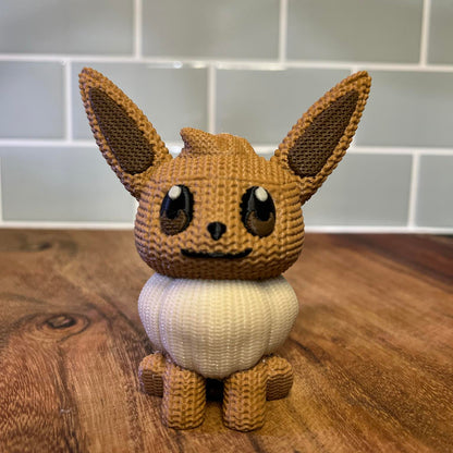3D Printed Evee Inspired Figure – Knitted Texture Pokémon Collectible!&nbsp;