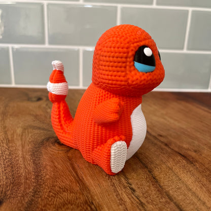 3D Printed Charmander Inspired Figure – Knitted Texture Pokémon Collectible!