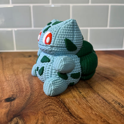 3D Printed Bulbasuar Inspired Figure – Knitted Texture Pokémon Collectible!