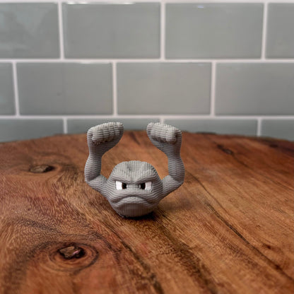 3D Printed Geodude Inspired Figure – Knitted Texture Pokémon Collectible!
