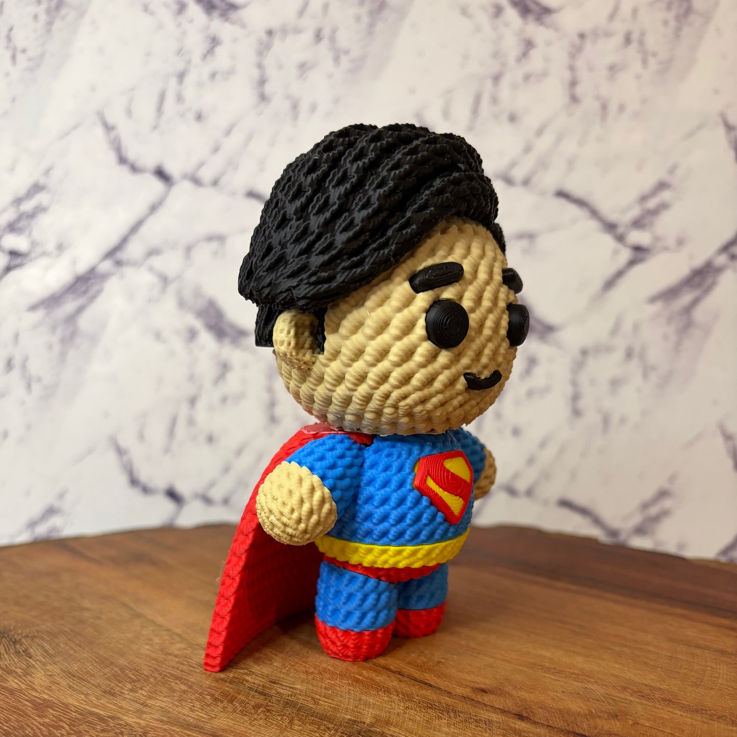 Superman 3D Printed Chibi Figure — DC Comics Man of Steel Knitted-Texture Collectible