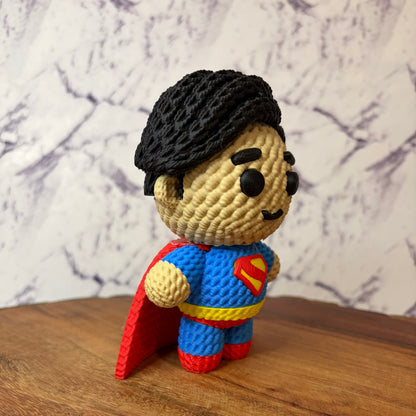 Superman 3D Printed Chibi Figure — DC Comics Man of Steel Knitted-Texture Collectible