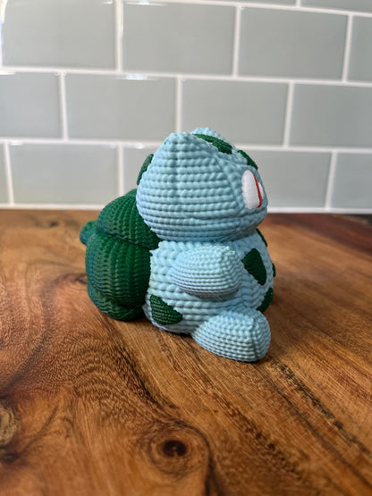 3D Printed Bulbasuar Inspired Figure – Knitted Texture Pokémon Collectible!