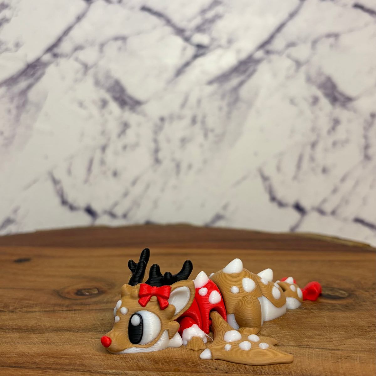 Christmas Reindeer Dragon 3D Printed Figurine