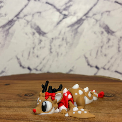 Christmas Reindeer Dragon 3D Printed Figurine
