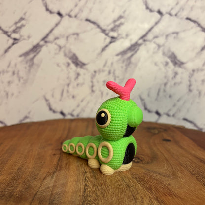 3D Printed Caterpie-Inspired Figure – Knitted Texture Pokémon Collectible!