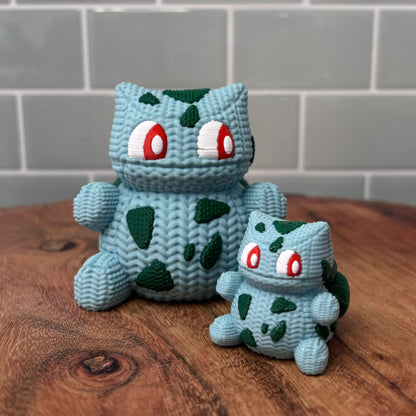 3D Printed Bulbasuar Inspired Figure – Knitted Texture Pokémon Collectible!