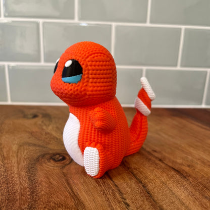 3D Printed Charmander Inspired Figure – Knitted Texture Pokémon Collectible!