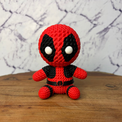 Deadpool 3D Printed Chibi Figure — Marvel Merc with a Mouth Knitted-Texture Collectible