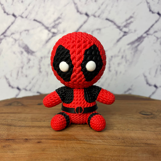 Deadpool 3D Printed Chibi Figure — Marvel Merc with a Mouth Knitted-Texture Collectible