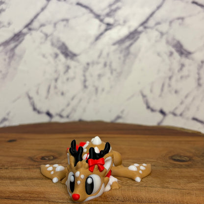 Christmas Reindeer Dragon 3D Printed Figurine