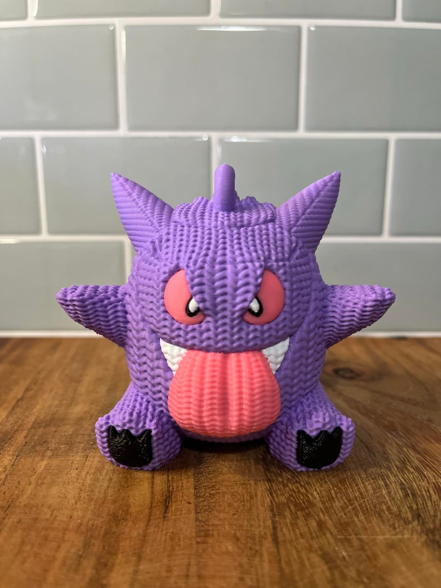 3D Printed Gengar  Inspired Figure – Knitted Texture Pokémon Collectible!