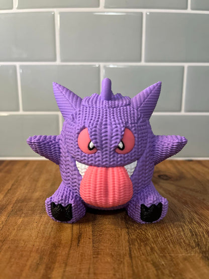 3D Printed Gengar  Inspired Figure – Knitted Texture Pokémon Collectible!