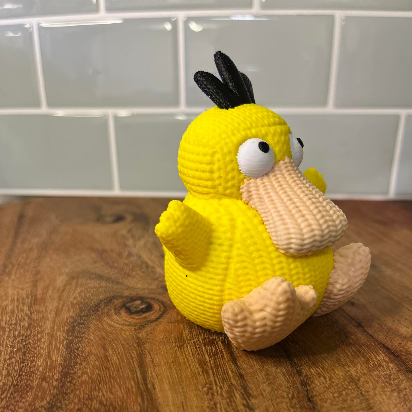 3D Printed Psyduck-Inspired Figure – Knitted Texture Pokémon Collectible!