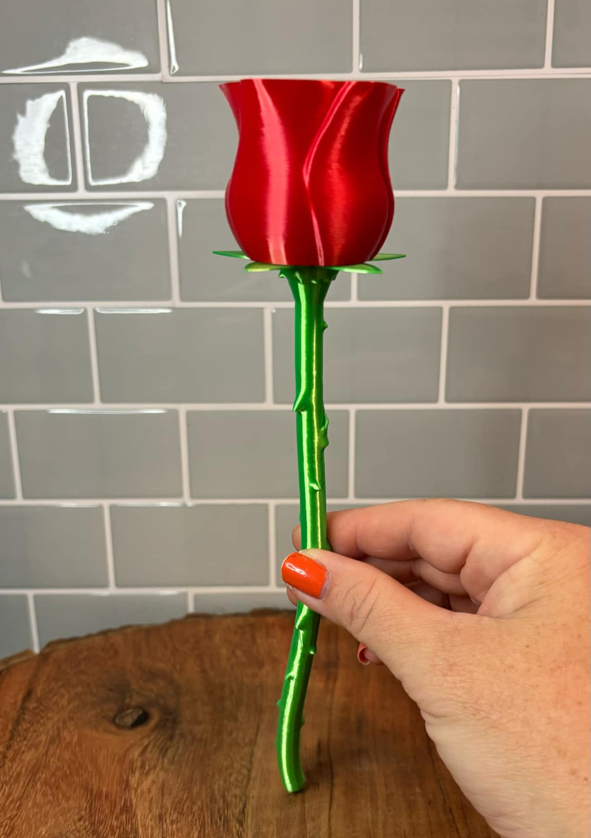 3D-Printed Long Stem Rose - Elegant Gift for Any Occasion