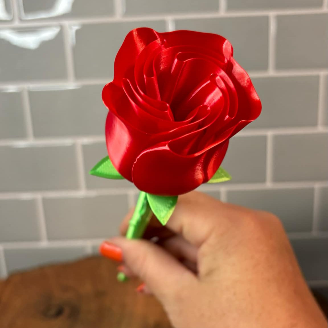 3D-Printed Long Stem Rose - Elegant Gift for Any Occasion